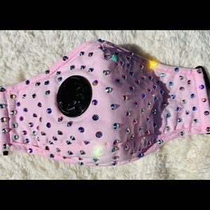*New*Light Pink Bling face mask with valve +Filter